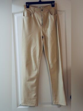 Women's Beige Vegan Leather Pants. 28/6